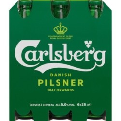 CARLSBERG Cerveza rubia danesa tipo Pilsner pack 6 botellas 25 cl