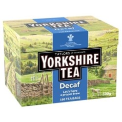 Yorkshire Tea Descafeinado - Té Negro Descafeinado, Refrescante y Fuerte - Té Tradicional Británico - Origen Responsable - 160 Bolsitas