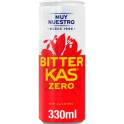 BITTER KAS Zero bebida refrescante amarga de extractos de plantas sin alcohol y sin azúcar lata 33 cl