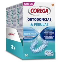 Corega Tabletas Limpiadoras para Férula Dental y Ortodoncia, Limpieza Rápida y Fácil de Usar, 66 Tabletas