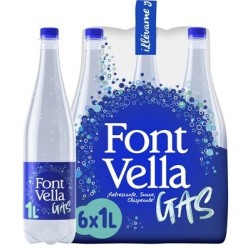 Font Vella Gas, agua mineral natural con gas - pack de 6 x 1L