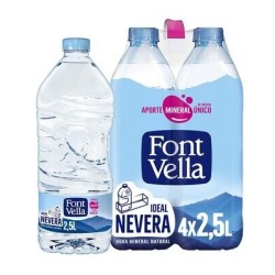 Font Vella, Agua Mineral Natural, tamaño nevera - Pack 4 x 2,5L